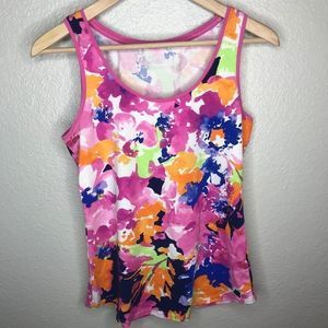 Chaps sport tank top Small Floral Pink Blue